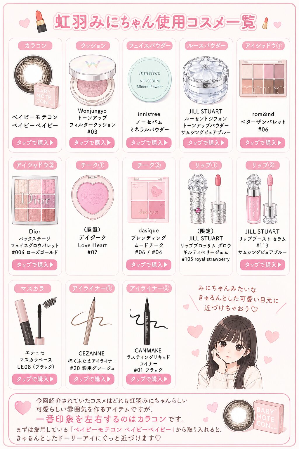 虹羽みにちゃん使用コスメ一覧
